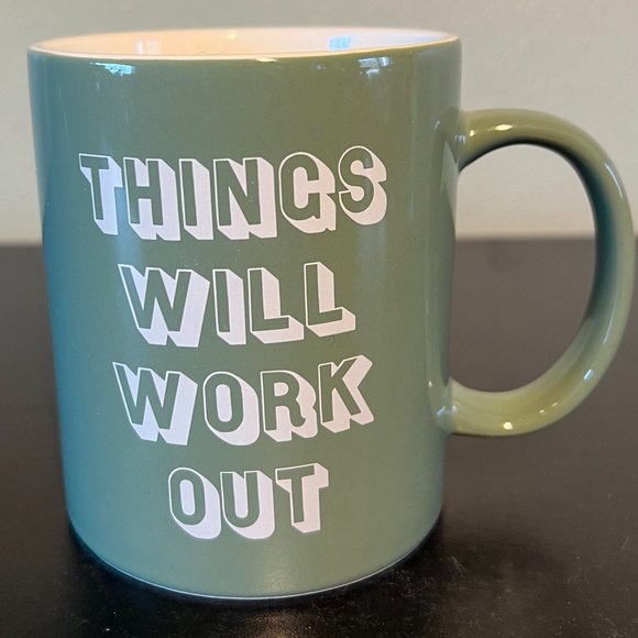 Room Essentials THINGS WILL WORK OUT Sage Green Stoneware Mug - Picture 1 of 4